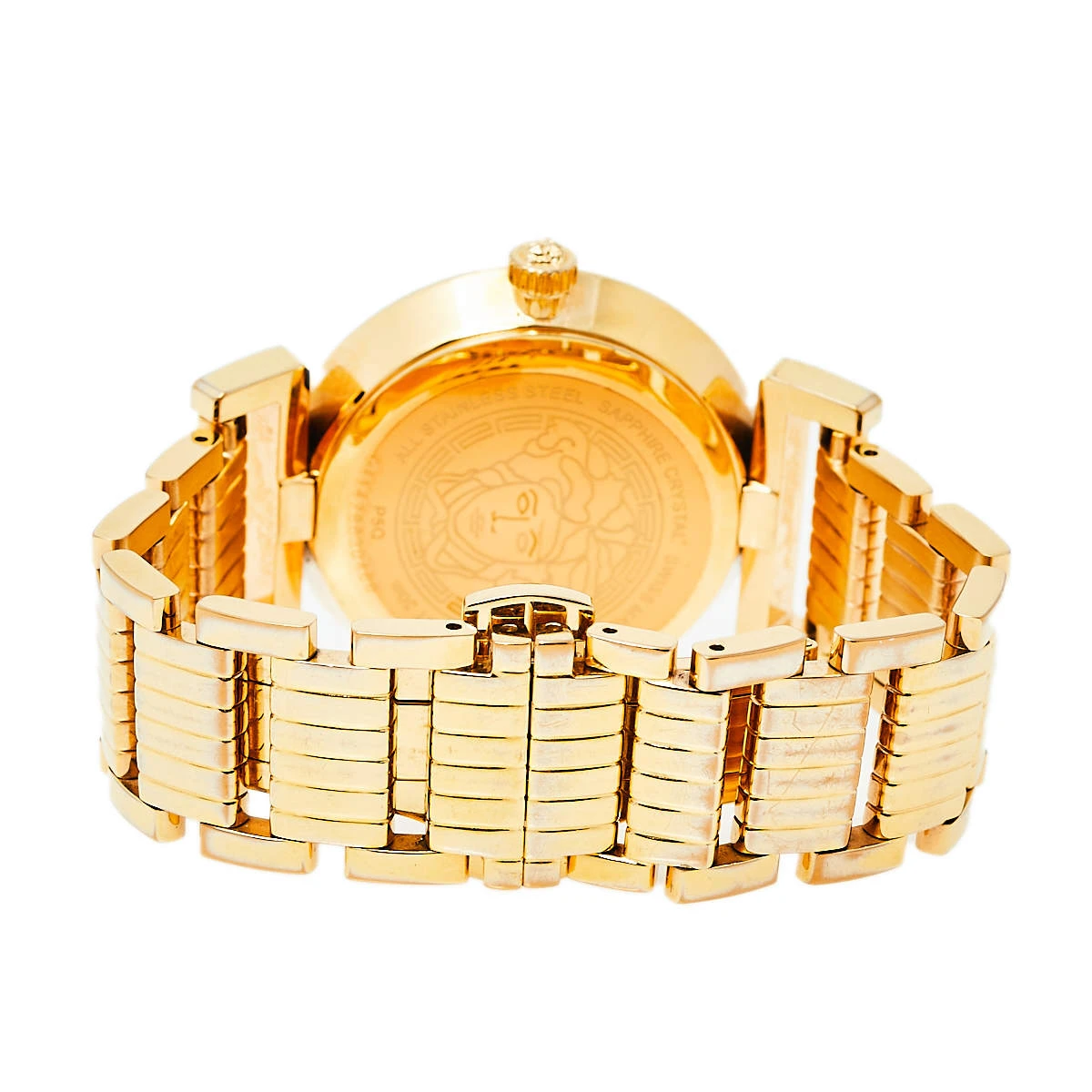 Versace Opaline White Yellow Gold Tone Stainless Steel Vanity P5Q Women's Wristwatch 35 Mm For Women 5 Versace Opaline White Yellow Gold Tone Stainless Steel Vanity P5Q Women's Wristwatch 35 Mm For Women - Image 5