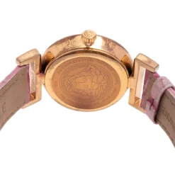 Versace Lilac Gold Plated Stainless Steel Leather Vanity P5Q Women's Wristwatch 35 Mm For Women -Versace Official Website luxury women versace used watches p473115 002