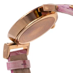 Versace Lilac Gold Plated Stainless Steel Leather Vanity P5Q Women's Wristwatch 35 Mm For Women -Versace Official Website luxury women versace used watches p473115 004