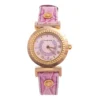 Versace Lilac Gold Plated Stainless Steel Leather Vanity P5Q Women's Wristwatch 35 Mm For Women