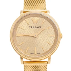 Versace Champagne Gold Plated Stainless Steel V-Circle VRSCVE8100619 Women's Wristwatch 38 Mm For Women -Versace Official Website luxury women versace used watches p487171 005