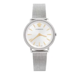 Versace Silver Stainless Steel V-Circle VRSCVBP050017 Women's Wristwatch 38 Mm For Women