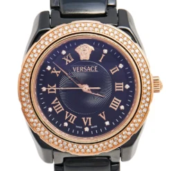 Versace Black Ceramic Rose Gold Stainless Steel Diamonds DV One Glamour 63Q Men's Wristwatch 34 Mm For Men -Versace Official Website luxury women versace used watches p493647 007