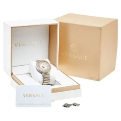 Versace Rose Gold Two-Tone Stainless Steel Leather V-Metal Icon VLC100014 Women's Wristwatch 40 Mm For Women -Versace Official Website luxury women versace used watches p495488 1631940186 005