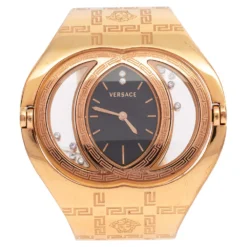Versace Black Rose Gold Plated Stainless Steel Eclissi 73Q Women's Wristwatch 39 Mm For Women