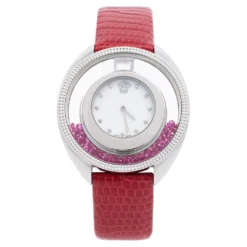 Versace Mother Of Pearl Stainless Steel Leather Destiny Spirit 86Q Women's Wristwatch 40 Mm For Women