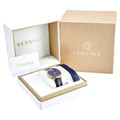 Versace Blue Gold Plated Stainless Steel Leather V-Circle VBP09 0017 Women's Wristwatch 38 Mm For Women -Versace Official Website luxury women versace used watches p512101 004
