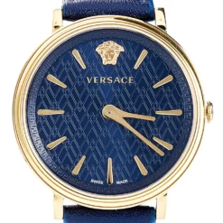 Versace Blue Gold Plated Stainless Steel Leather V-Circle VBP09 0017 Women's Wristwatch 38 Mm For Women -Versace Official Website luxury women versace used watches p512101 005