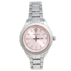 Versace Pink Stainless Steel Hellenyium V12010015 Women's Wristwatch 35 Mm For Women