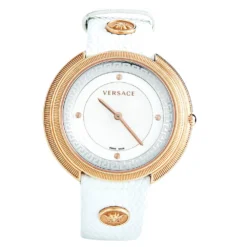 Versace White Mother Of Pearl Rose Gold Plated Stainless Steel Thea A7Q Women's Wristwatch 39 Mm For Women