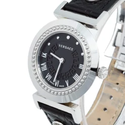 Versace Black Stainless Steel Leather Vanity P5Q Women's Wristwatch 35 Mm For Women -Versace Official Website luxury women versace used watches p542932 009