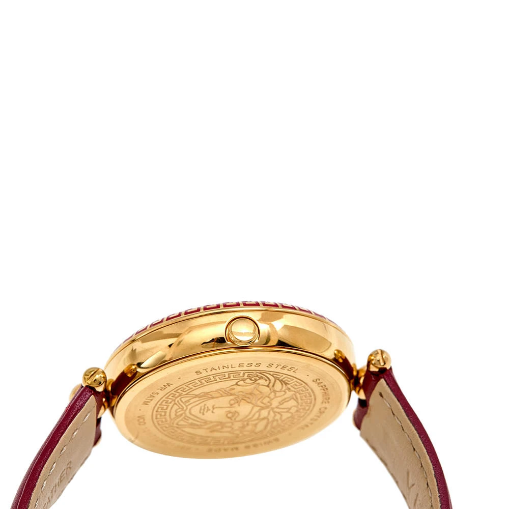 Versace Red Yellow Gold Plated Stainless Steel Leather Palazzo VCO120017 Women's Wristwatch 39 Mm For Women 6 Versace Red Yellow Gold Plated Stainless Steel Leather Palazzo VCO120017 Women's Wristwatch 39 Mm For Women - Image 6