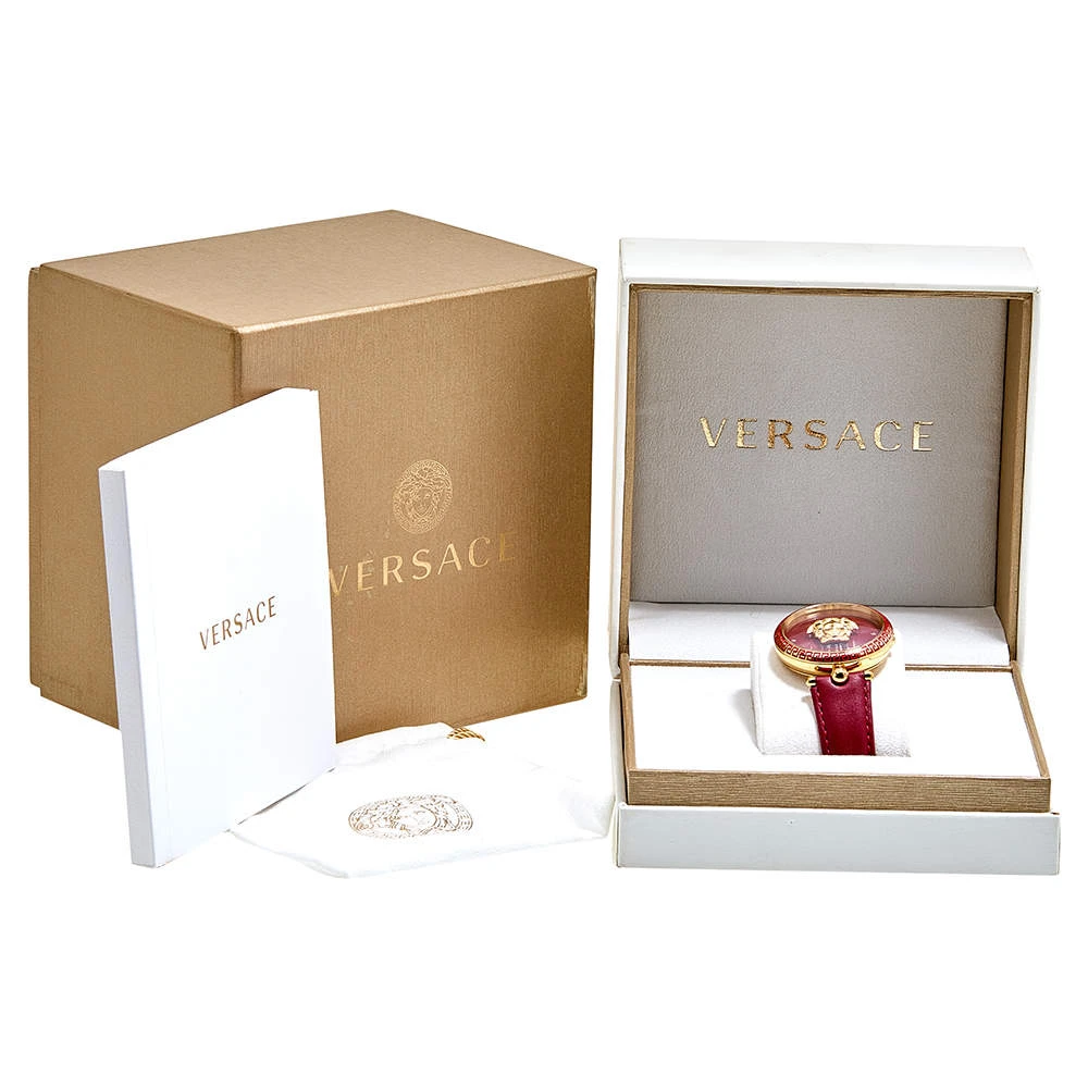 Versace Red Yellow Gold Plated Stainless Steel Leather Palazzo VCO120017 Women's Wristwatch 39 Mm For Women 8 Versace Red Yellow Gold Plated Stainless Steel Leather Palazzo VCO120017 Women's Wristwatch 39 Mm For Women - Image 8
