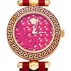 Versace Red Rose Gold Plated Stainless Steel Leather Vanitas VQM Women's Wristwatch 30 Mm For Women -Versace Official Website luxury women versace used watches p576449 1642160680 010