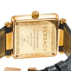 Versace Black Rose Gold Plated Stainless Steel Leather Reve Carre 88Q Women's Wristwatch 30 Mm For Women -Versace Official Website luxury women versace used watches p580922 001