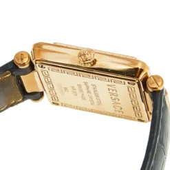 Versace Black Rose Gold Plated Stainless Steel Leather Reve Carre 88Q Women's Wristwatch 30 Mm For Women -Versace Official Website luxury women versace used watches p580922 002