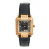 Versace Black Rose Gold Plated Stainless Steel Leather Reve Carre 88Q Women's Wristwatch 30 Mm For Women
