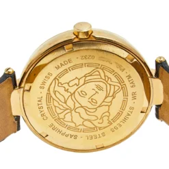 Versace Gold Plated Stainless Steel Leather Mystique Hibiscus I9Q80D2HIS009 Women's Wristwatch 38 Mm For Women -Versace Official Website luxury women versace used watches p580985 002
