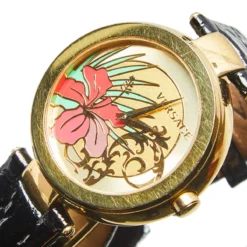 Versace Gold Plated Stainless Steel Leather Mystique Hibiscus I9Q80D2HIS009 Women's Wristwatch 38 Mm For Women -Versace Official Website luxury women versace used watches p580985 008