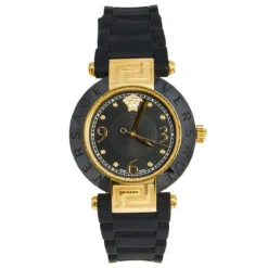 Versace Black Rose Gold Plated Stainless Steel Ceramic Rubber Reve 92Q Women's Wristwatch 35 Mm For Women
