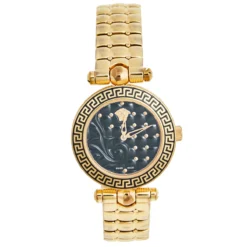 Versace Black Rose Gold Stainless Steel Micro Vanitas VQM050015 Women's Wristwatch 30 Mm For Women