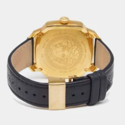 Versace Black Yellow Gold Plated Stainless Steel Leather Dylos VQU Women's Wristwatch 38 Mm For Women -Versace Official Website luxury women versace used watches p631919 002