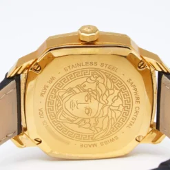 Versace Black Yellow Gold Plated Stainless Steel Leather Dylos VQU Women's Wristwatch 38 Mm For Women -Versace Official Website luxury women versace used watches p631919 003