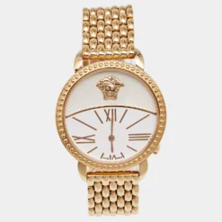 Versace White Gold Plated Stainless Steel Krios 93Q Women's Wristwatch 38 Mm For Women