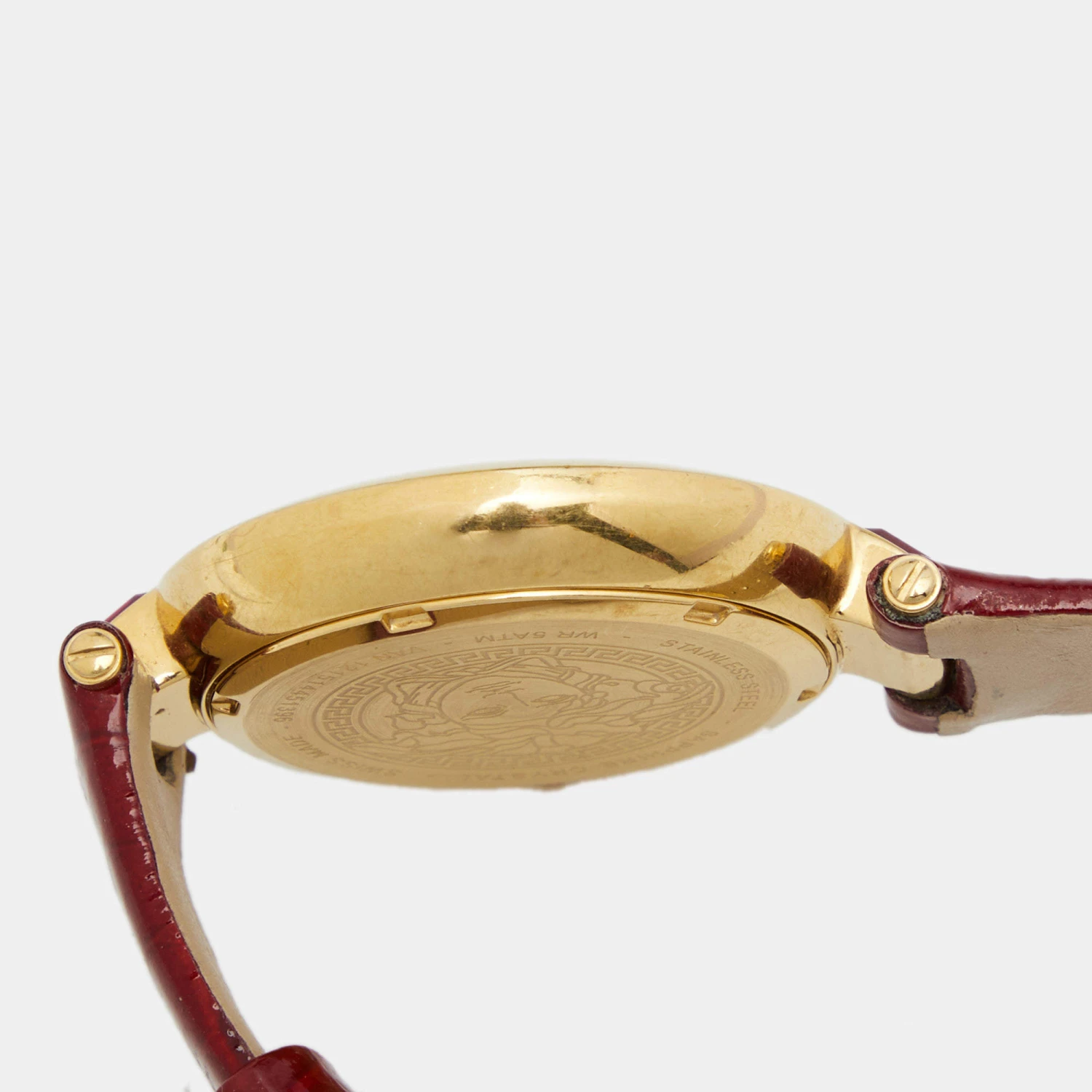 Versace White Gold Plated Stainless Steel Leather Crystal Gleam VAN040016 Women's Wristwatch 37 Mm For Women 6 Versace White Gold Plated Stainless Steel Leather Crystal Gleam VAN040016 Women's Wristwatch 37 Mm For Women - Image 6