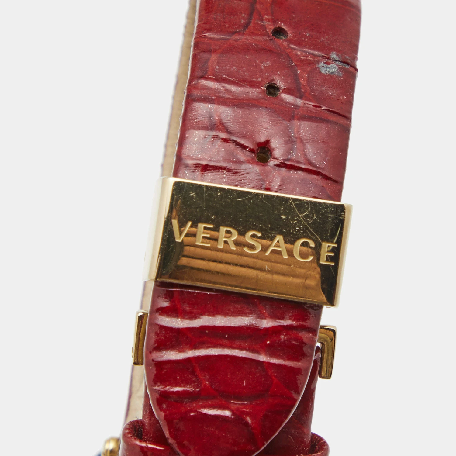 Versace White Gold Plated Stainless Steel Leather Crystal Gleam VAN040016 Women's Wristwatch 37 Mm For Women 8 Versace White Gold Plated Stainless Steel Leather Crystal Gleam VAN040016 Women's Wristwatch 37 Mm For Women - Image 8