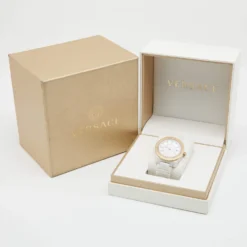 Versace Mother Of Pearl Diamond Rose Gold Plated Stainless Steel Ceramic DV One 01AC Women's Wristwatch 41 Mm For Women -Versace Official Website luxury women versace used watches p658053 009