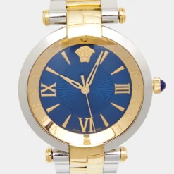 Versace Blue Two Tone Stainless Steel Revive VAI230017 Women's Wristwatch 35 Mm For Women -Versace Official Website luxury women versace used watches p659540 007