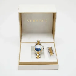 Versace Blue Two Tone Stainless Steel Revive VAI230017 Women's Wristwatch 35 Mm For Women -Versace Official Website luxury women versace used watches p659540 009