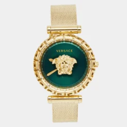 Versace Green Gold Plated Stainless Steel Pallazo Empire VEDV00819 Women's Wristwatch 37 Mm For Women