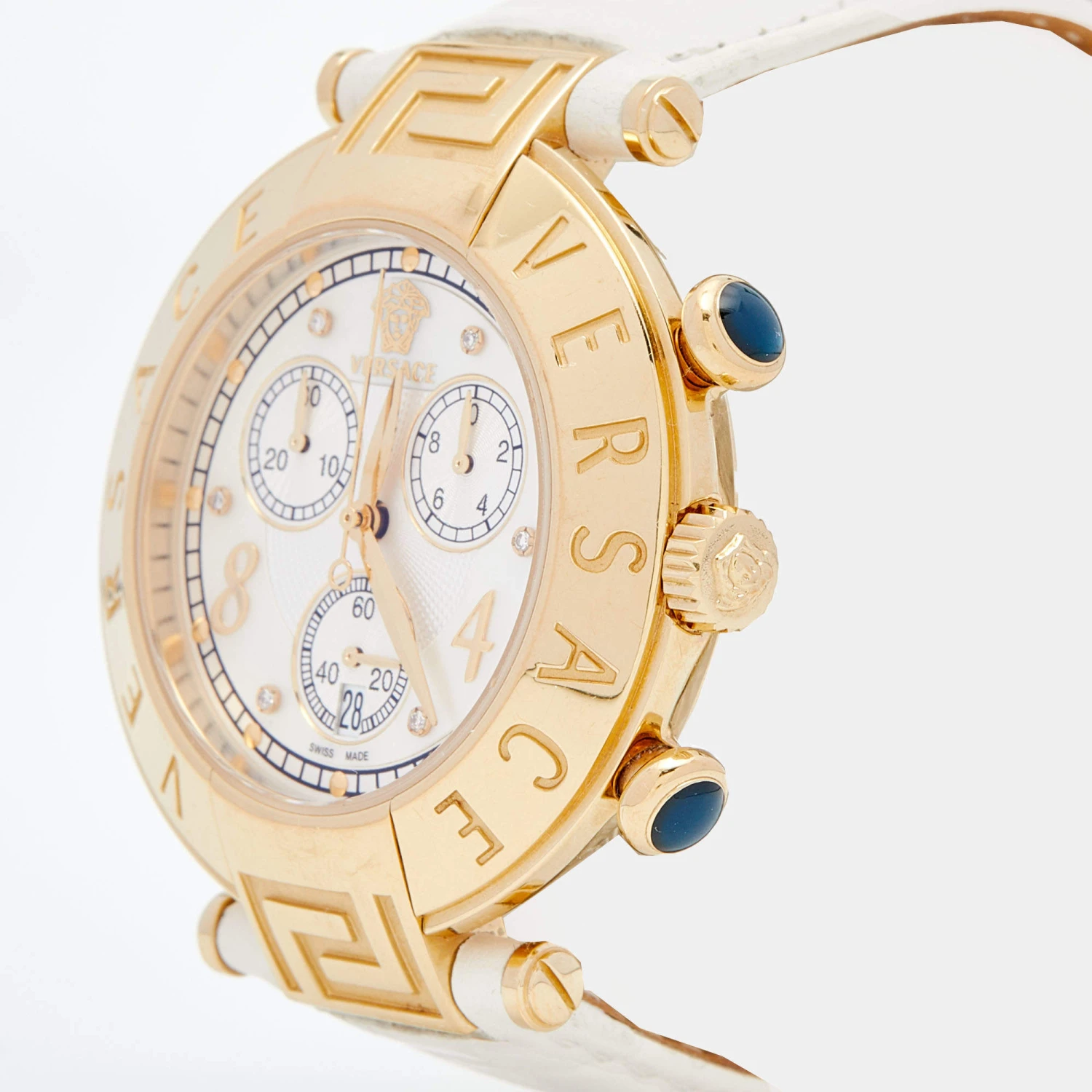 Versace Mother Of Pearl Gold Plated Stainless Steel Leather Aion 68C Women's Wristwatch 40 Mm For Women 2 Versace Mother Of Pearl Gold Plated Stainless Steel Leather Aion 68C Women's Wristwatch 40 Mm For Women - Image 2