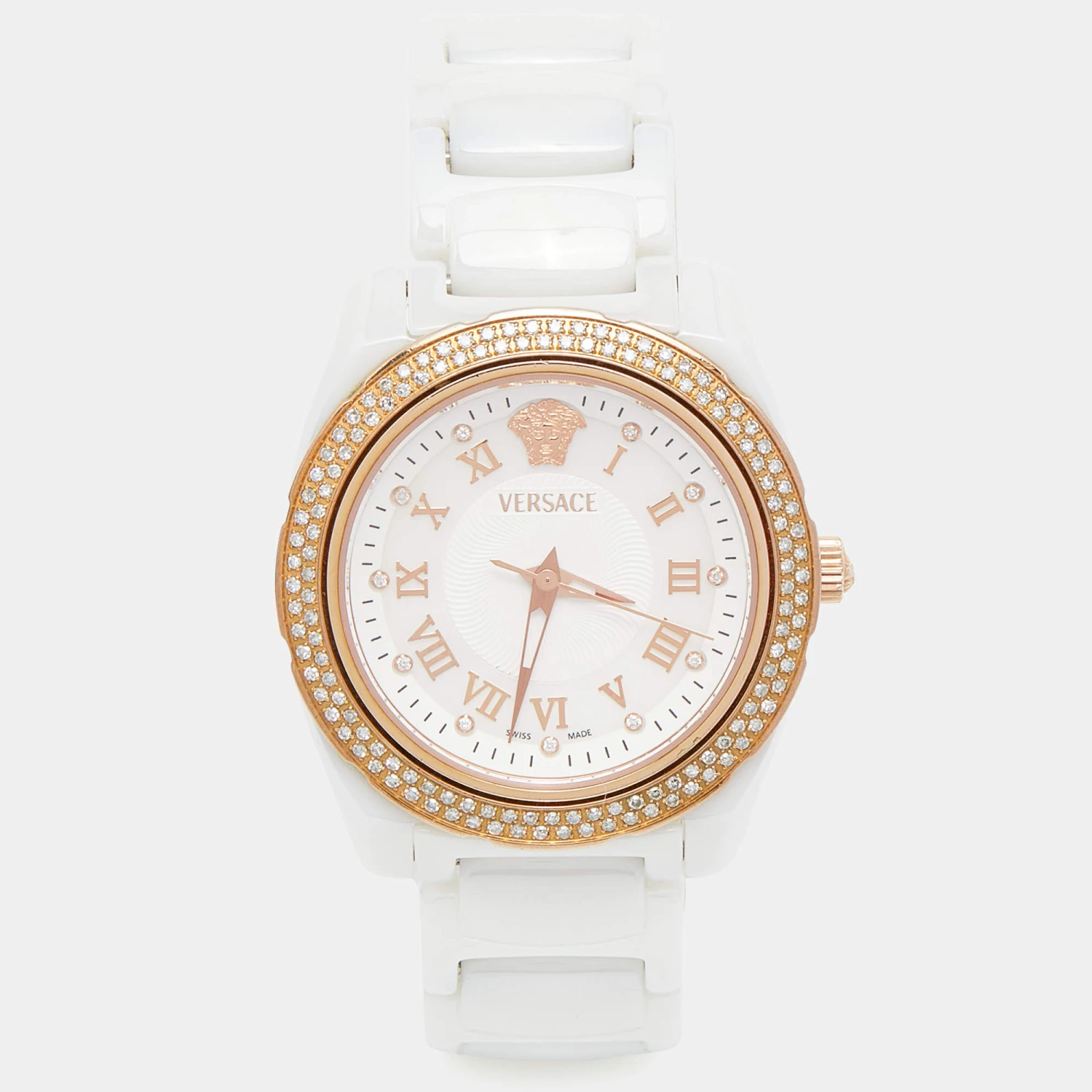 Versace White Mother Of Pearl Ceramic Diamond DV One 63QCP11 Women's Wristwatch 35 Mm For Women 1 Versace White Mother Of Pearl Ceramic Diamond DV One 63QCP11 Women's Wristwatch 35 Mm For Women