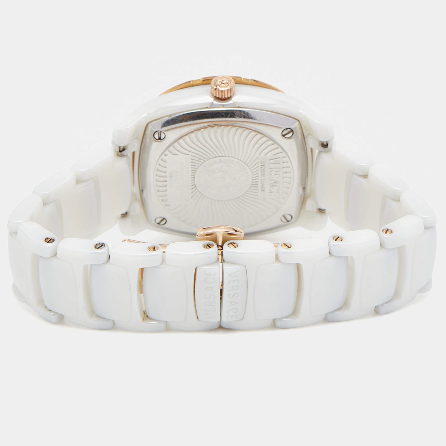 Versace White Mother Of Pearl Ceramic Diamond DV One 63QCP11 Women's Wristwatch 35 Mm For Women 5 Versace White Mother Of Pearl Ceramic Diamond DV One 63QCP11 Women's Wristwatch 35 Mm For Women - Image 5