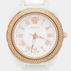 Versace White Mother Of Pearl Ceramic Diamond DV One 63QCP11 Women's Wristwatch 35 Mm For Women 10 Versace White Mother Of Pearl Ceramic Diamond DV One 63QCP11 Women's Wristwatch 35 Mm For Women -Versace Official Website luxury women versace used watches p690310 008