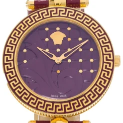 Versace Purple Gold-Plated Stainless Steel Vanitas Women's Wristwatch 40MM For Women -Versace Official Website luxury women versace used watches p79200 0003