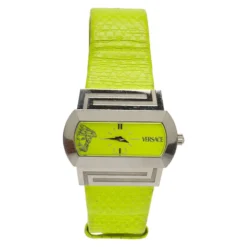 Versace Fluorescent Green Stainless Steel Hippodrome Women's Wristwatch 41MM For Women