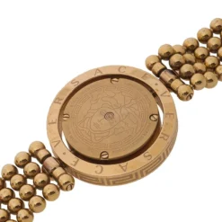 Versace White Stainless Steel Rose Gold Tone Women's Wristwatch 33MM For Women -Versace Official Website luxury women versace used watches p91722 004