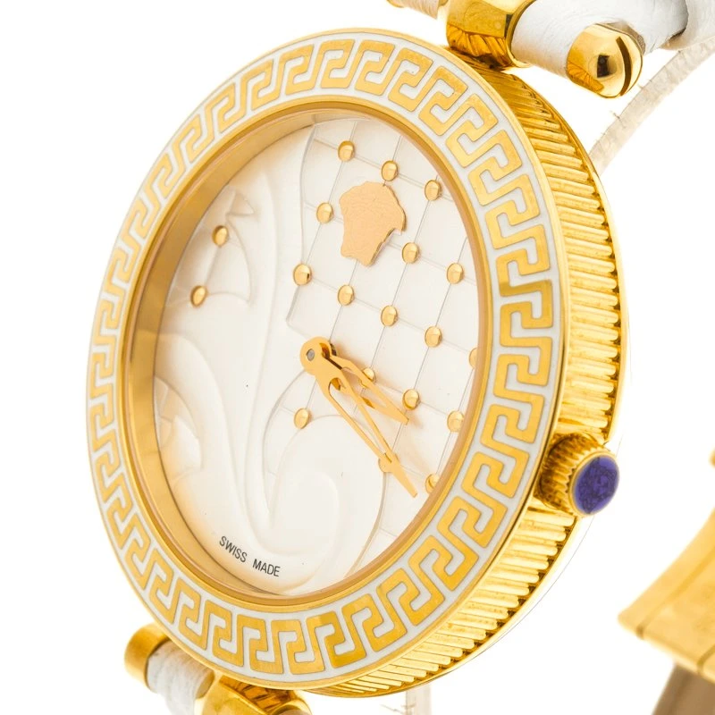 Versace White Gold Tone Stainless Steel VK7010013 Vanitas Women's Wristwatch 40MM For Women 2 Versace White Gold Tone Stainless Steel VK7010013 Vanitas Women's Wristwatch 40MM For Women - Image 2
